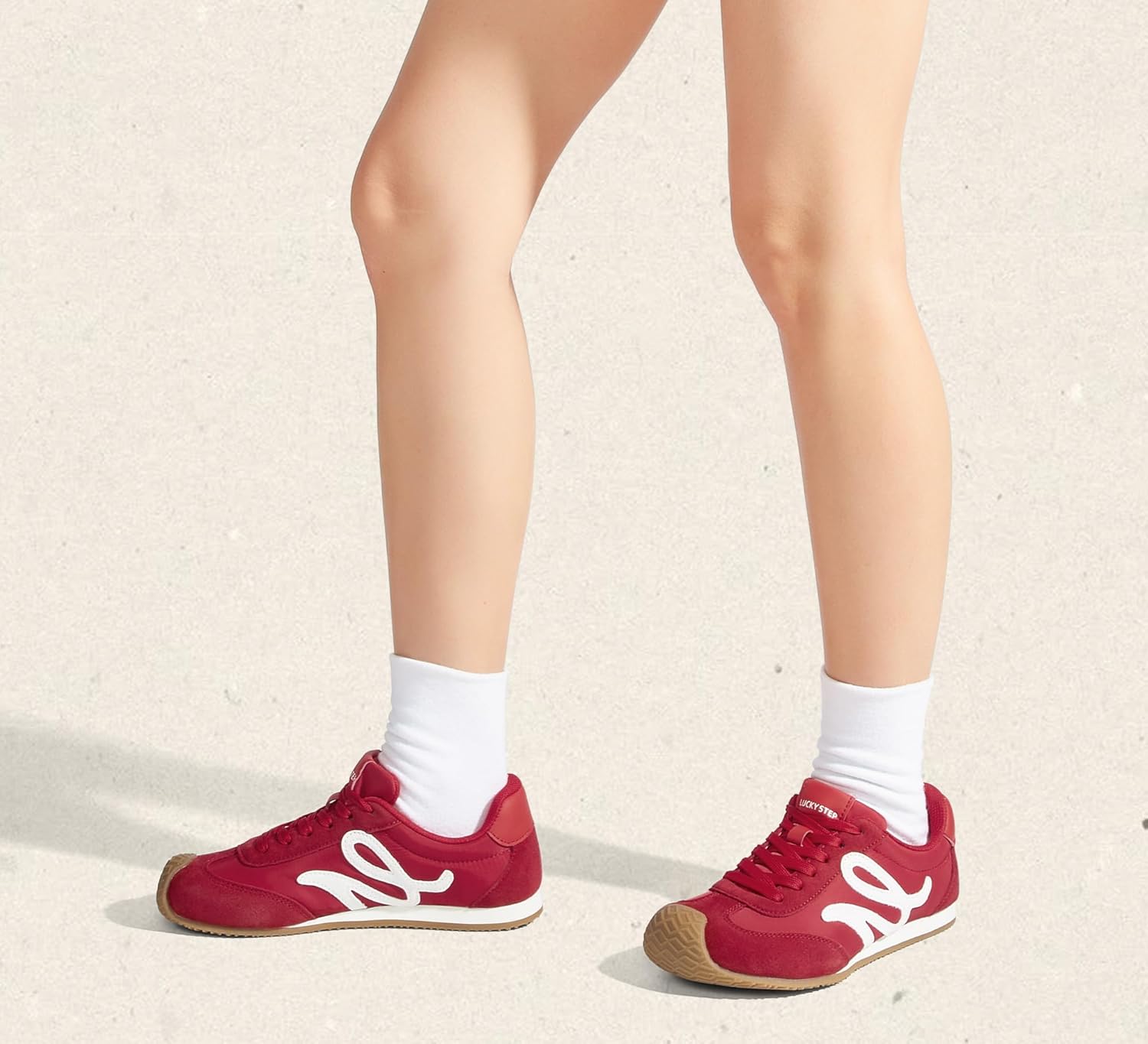 LUCKY STEP Women's Retro Tennis Fashion Sneakers Classic Casual Thin Sole Cute Comfortable Genuine Leather Trainer Ligheweight Trendy Walking Shoes - Image 9