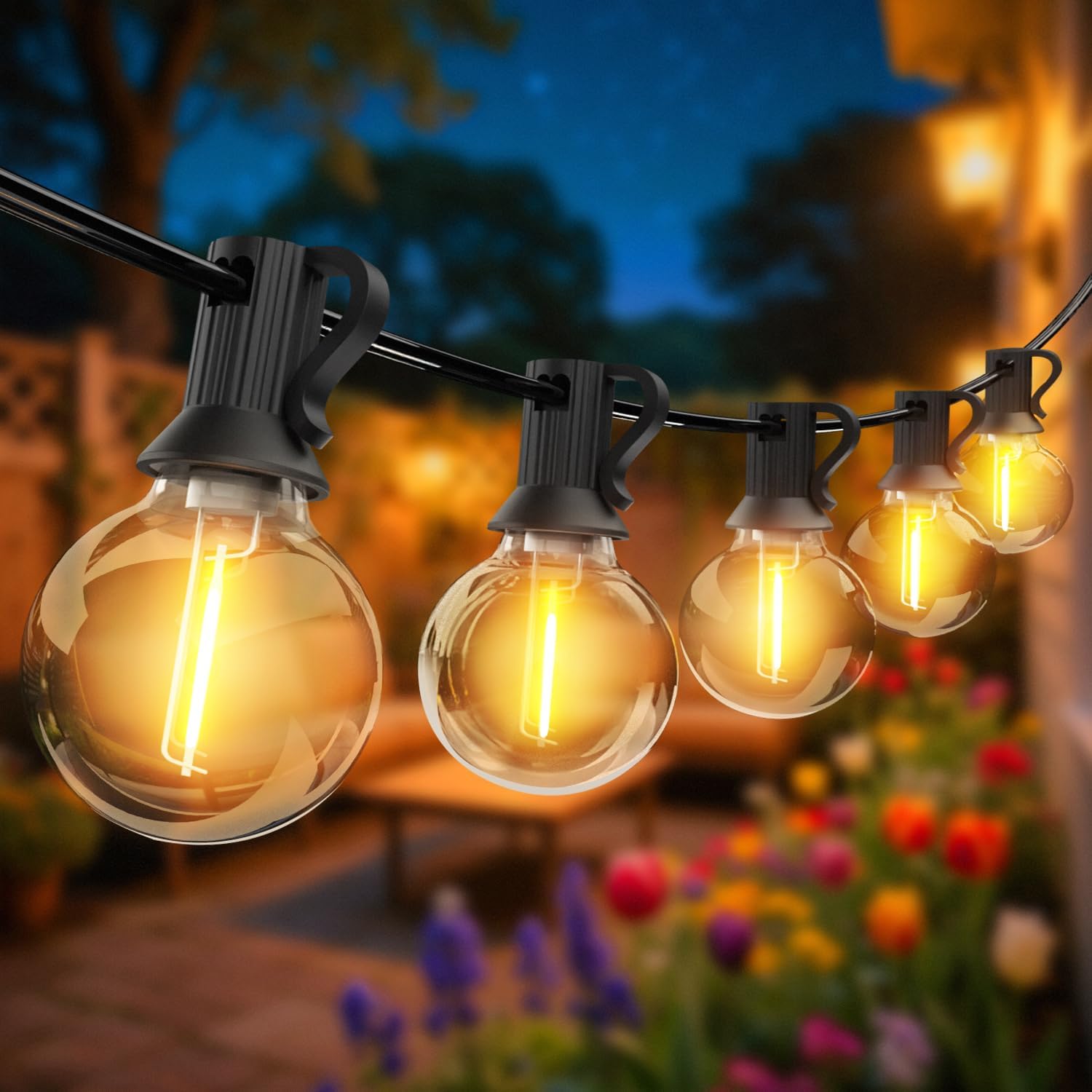 Woolmug 50FT Outdoor String Lights, LED Patio Lights with G40 Shatterproof Edison Bulbs, Waterproof Hanging Lighting for Gazebo Garden Backyard Balcony Outside Woolmug 50FT Outdoor String Lights, LED Patio Lights with G40 Shatterproof Edison Bulbs, Waterproof Hanging Lighting for Gazebo Garden Backyard Balcony Outside