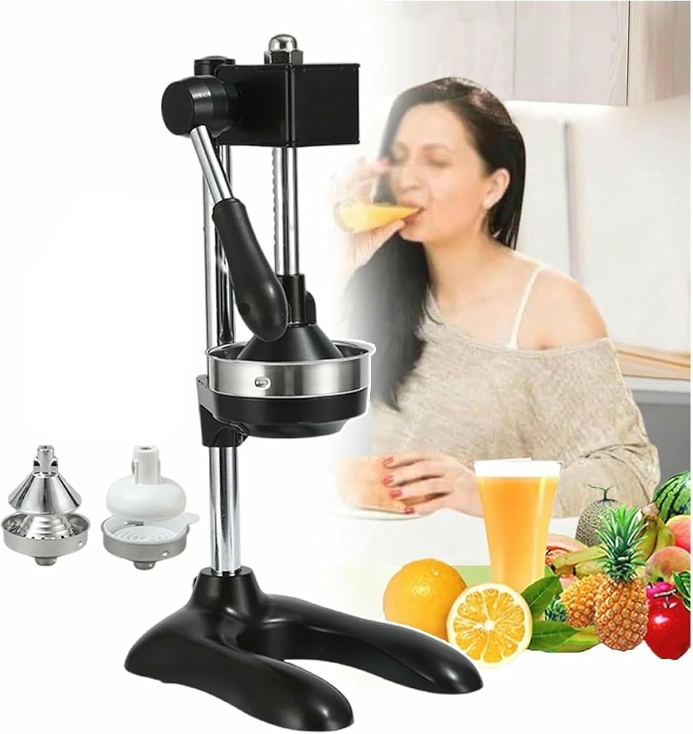 Cast Iron Citrus Juicer, Hand Press Citrus Juicer Extractor - Food Processors With Handle - Comes With 2 Reusable Molds~/