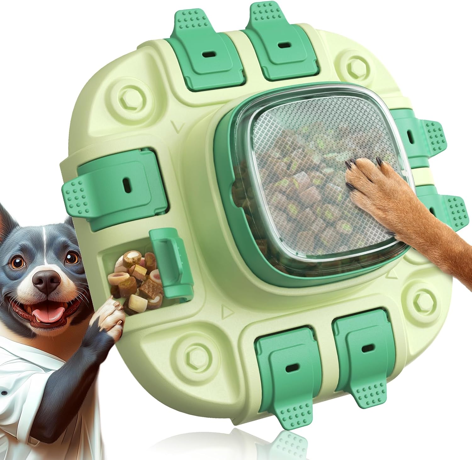 KADTC 2 Levels of Challenge Dog Puzzle Feeder Toy U.S. Brand & Design Push-to-Release Treat Dispenser for Small Medium Large Dogs All Breeds Puppy Mental Stimulation Enrichment Feeding Food Slow Toys