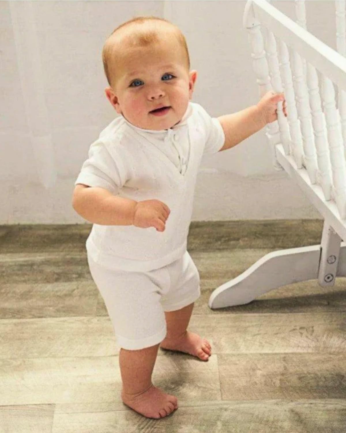 Carriage Boutique Baby Boys - Knit Baptism Outfit Short Set with Bow Tie and Vest