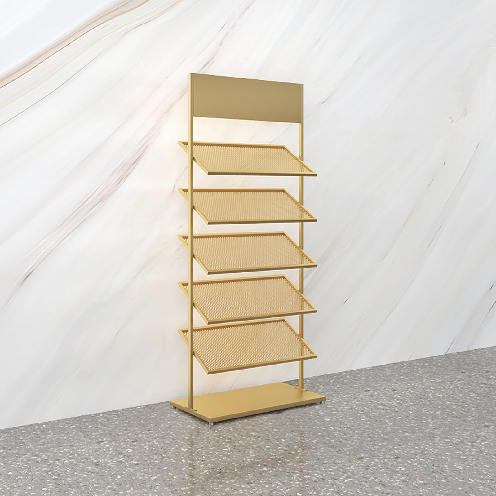 Jkjzsalj Gold 5-Tier Metal Porcelain Tile Display Rack,Space-Saving Floor Organizer Stand For Exhibition Halls And Building Material Samples,-67Cm/26.4In