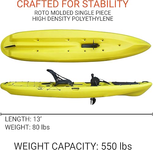 Miniatura 8 de BKC PK13 Kayak de pesca de 13 pies con pedal con sistema de timón e Inversión Instantánea Remo Soporte de respaldo vertical Asiento de marco de