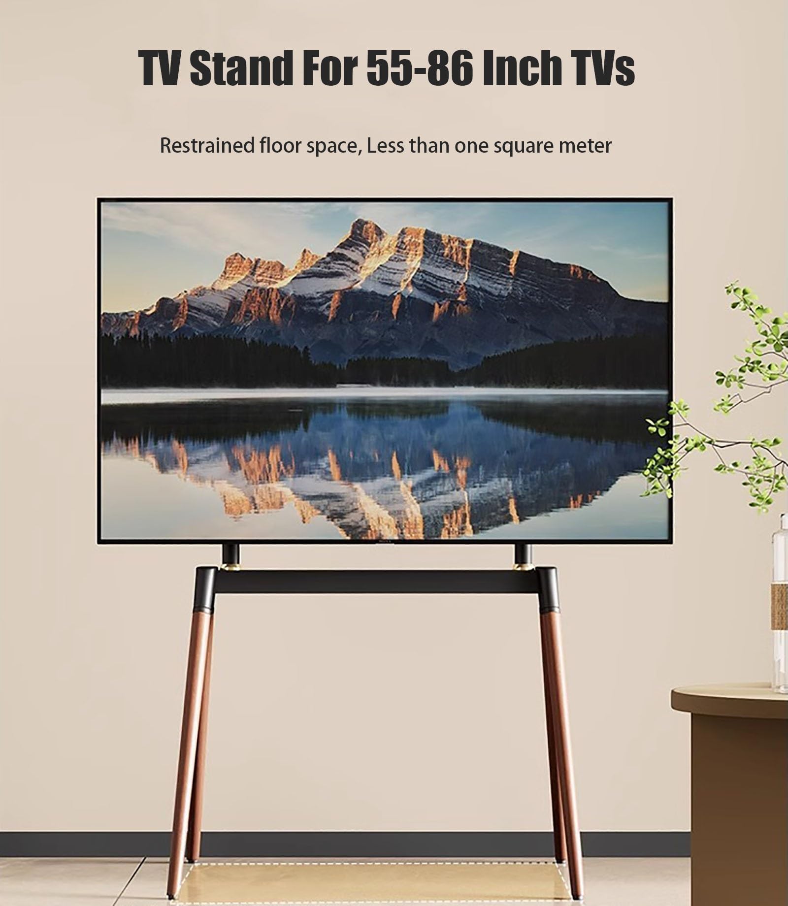Soporte de TV para Pantallas Planas Curvas LCD/LED de 55 a 86 Pulgadas, soporta hasta 88,1 Libras, Soporte de Suelo Ajustable para TV con gestión de Cables, Resistente 4 Patas (Negro)