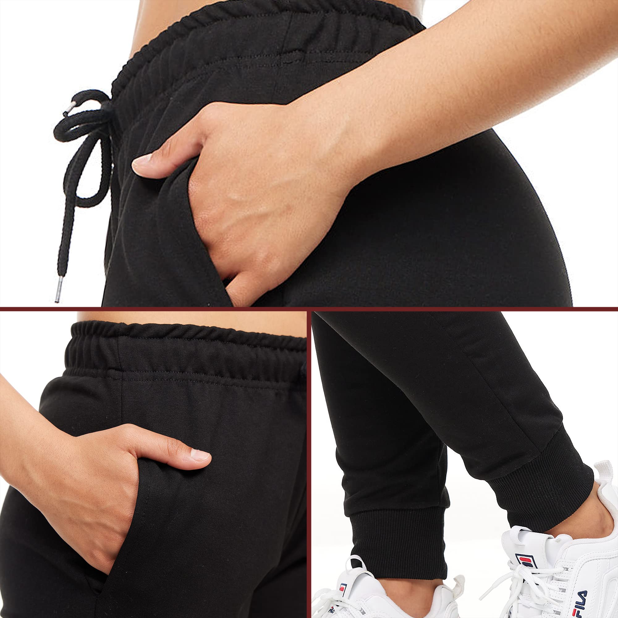 ROSS CAMP Pantalon de Jogging Femme, Pantalon de Sport en Coton, Taille Haute, Coupe ajustée, Pantalon de Loisirs, Pantalon de survêtement Femme Moderne