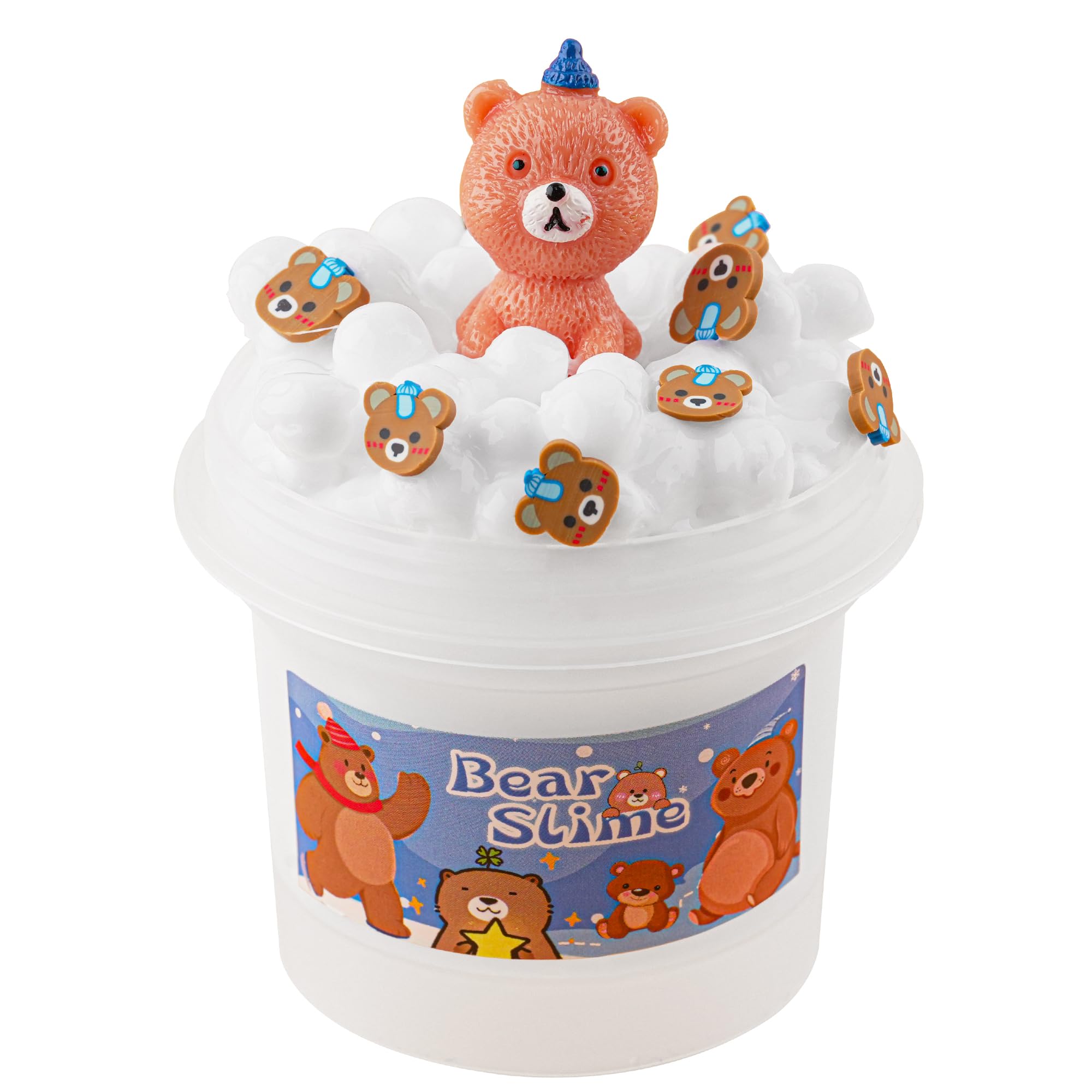 White Foam Slime with Bear Charm Stretchy Crunchy Slime Party Favors  Sensory Toys for Girls Boys Gifts