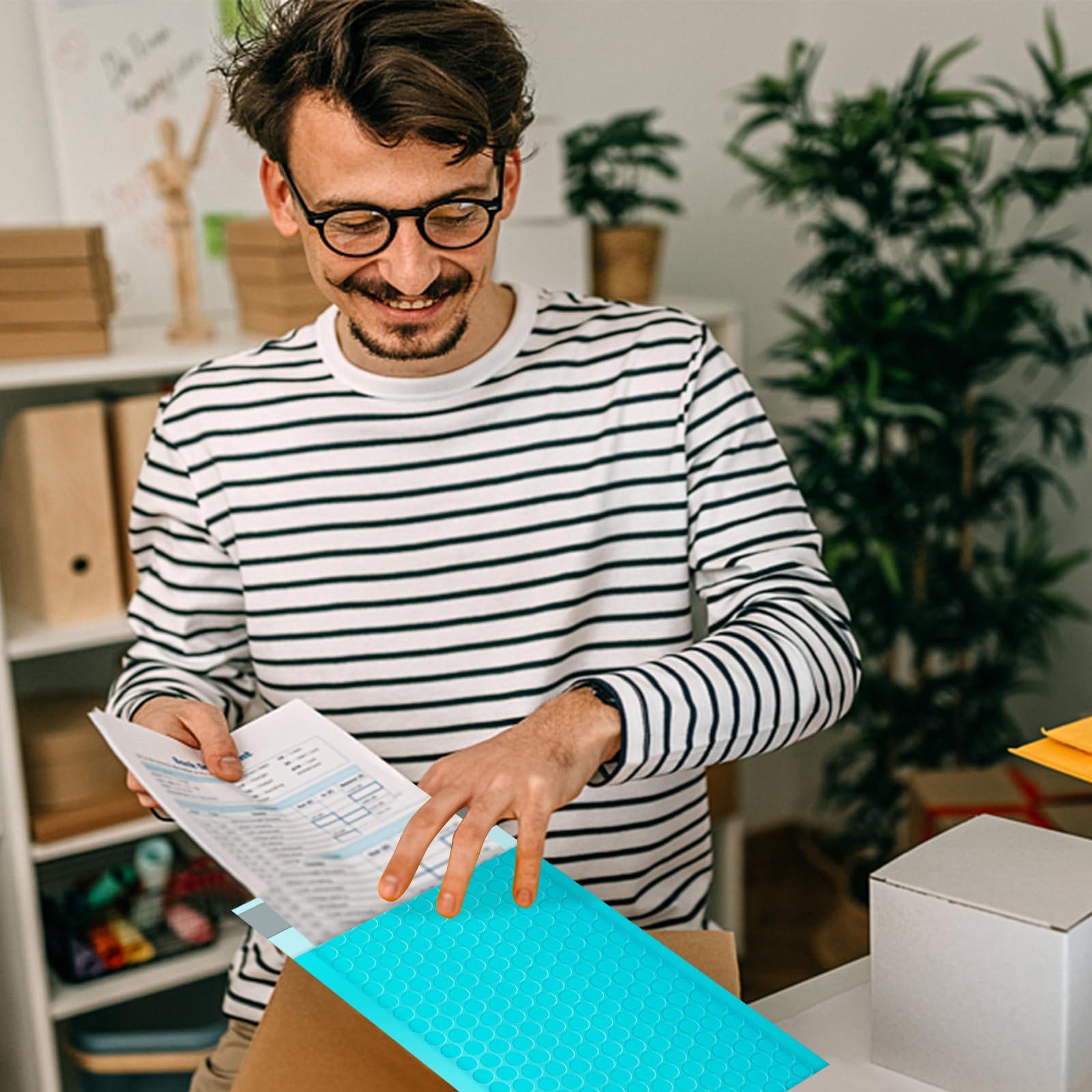 Dasen Sobres de burbujas de 3.5 x 5 pulgadas, 50 unidades, pequeñas bolsas de envío de correo autosellantes, sobres acolchados color verde azulado #0000