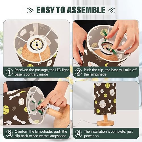 Miniatura 4 de Nightstand Lamps Room Table Lamps Elegant Cute Dog Heads Bones Paw Ball Table Lamp for Kids Hurricane