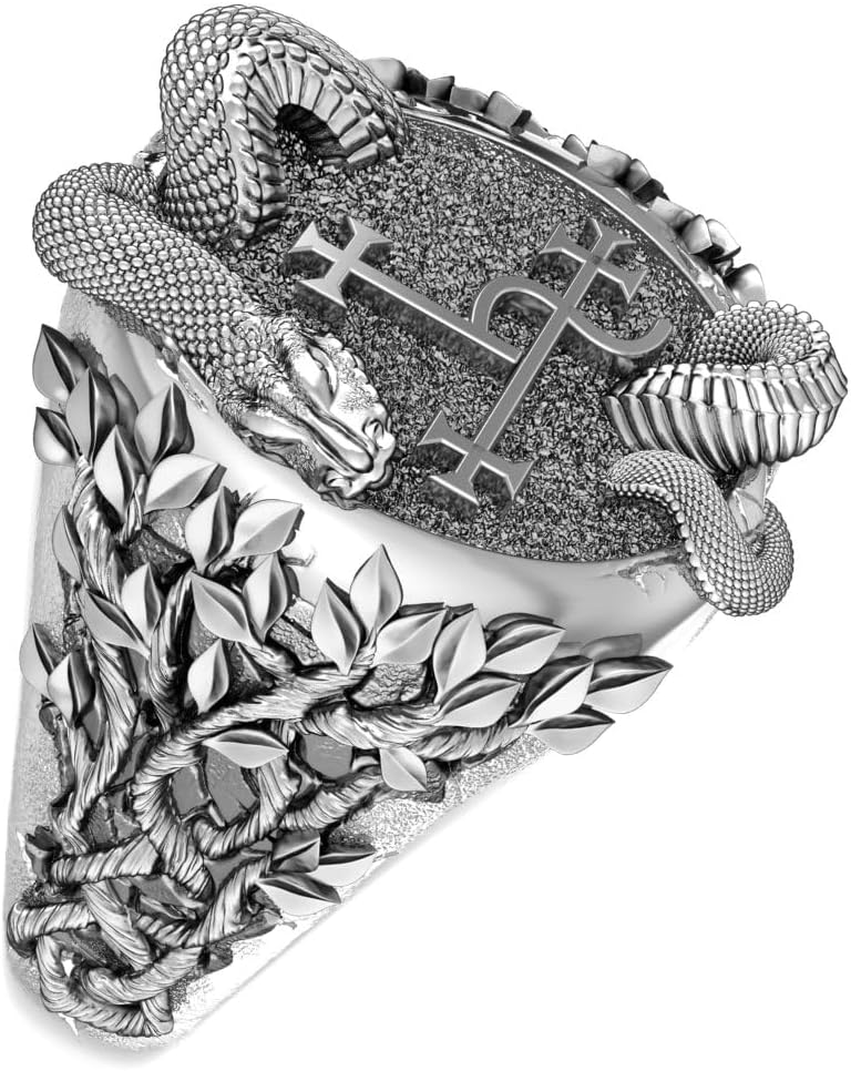 925 Sterling Silver Seal Sigil of Lilith Ring Sigil of lucifer with Snake Ring Size 6-15