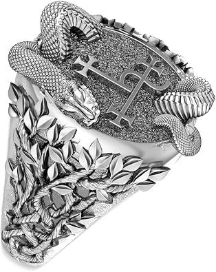 925 Sterling Silver Seal Sigil of Lilith Ring Sigil of lucifer with Snake Ring Size 6-15