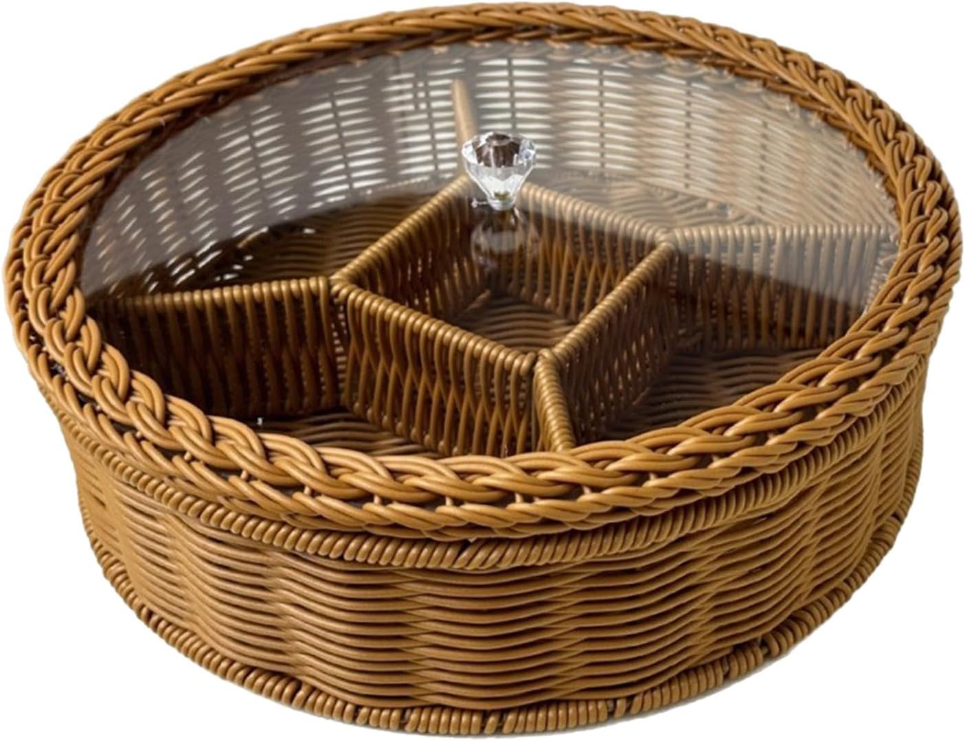 Storage Basket Divided Serving Tray with Lid Dried Fruit Organizer Plate Candy Nuts Dish for Kitchen Restaurant Holiday Hotel