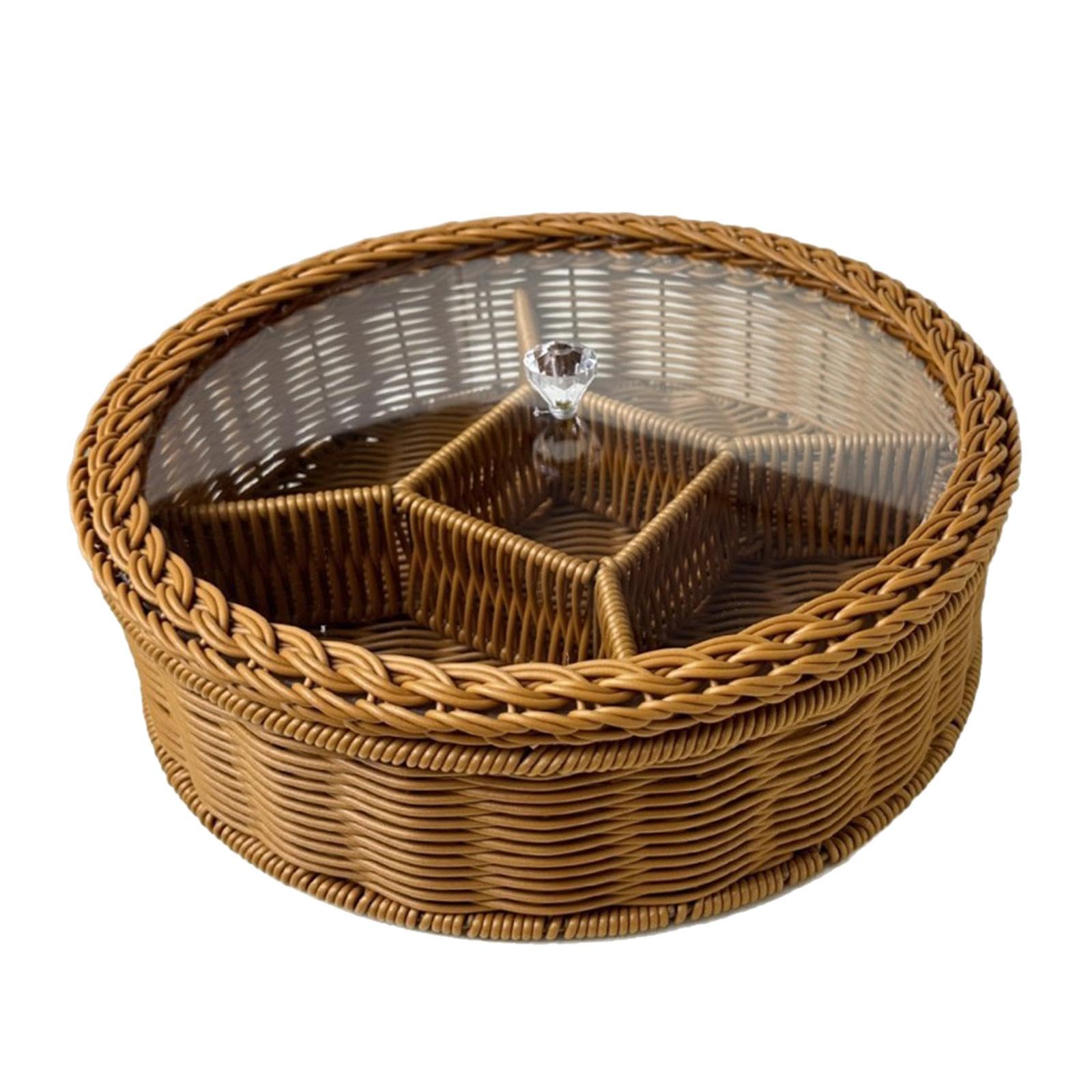 Storage Basket Divided Serving Tray with Lid Dried Fruit Organizer Plate Candy Nuts Dish for Kitchen Restaurant Holiday Hotel