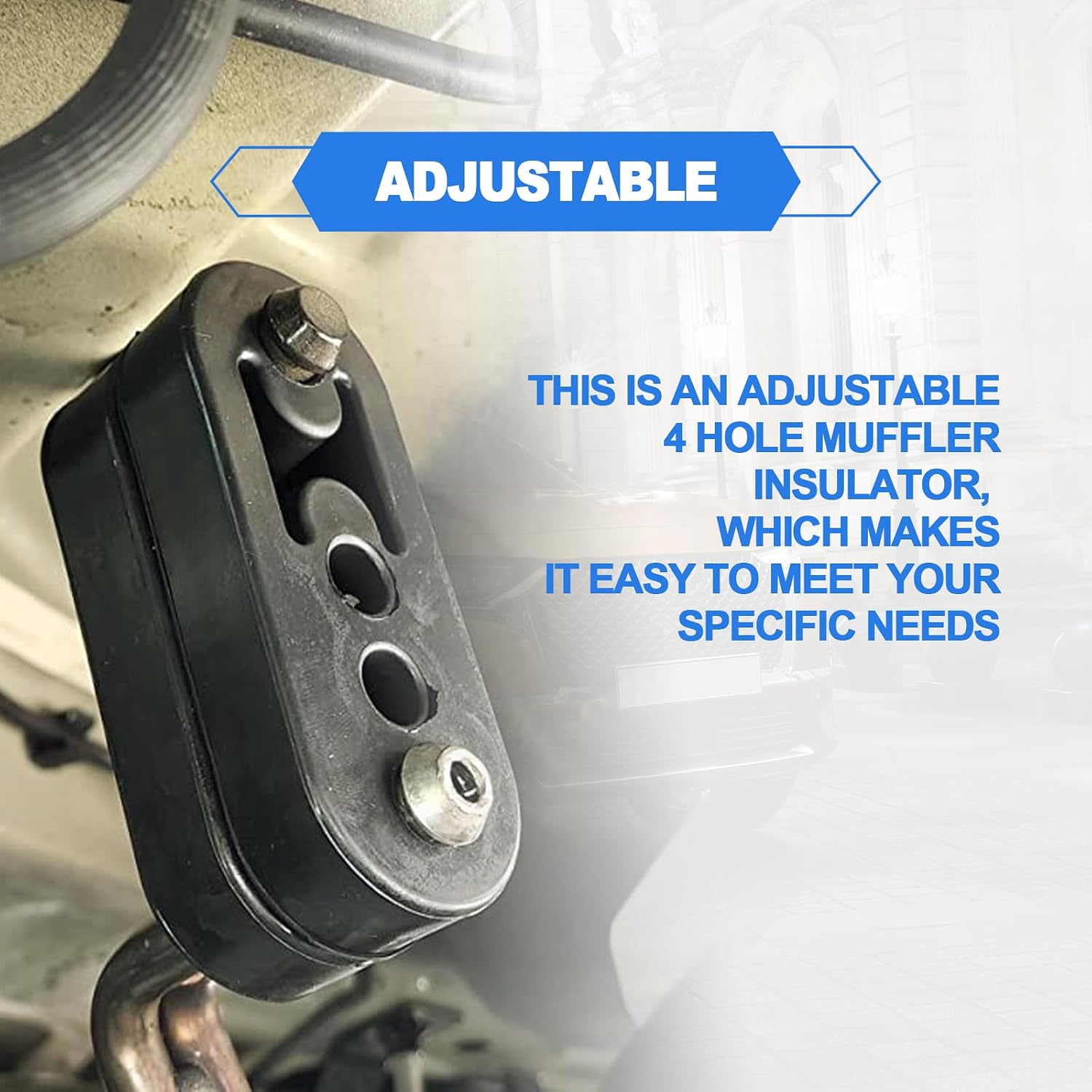 2PCS Exhaust Hanger Rubber Muffler Hanger Universal 4 Holes, Hole Diameter 12mm (0.47inch), Car Exhaust Rubber Hanger High-Density Rubber Isolation Insulator