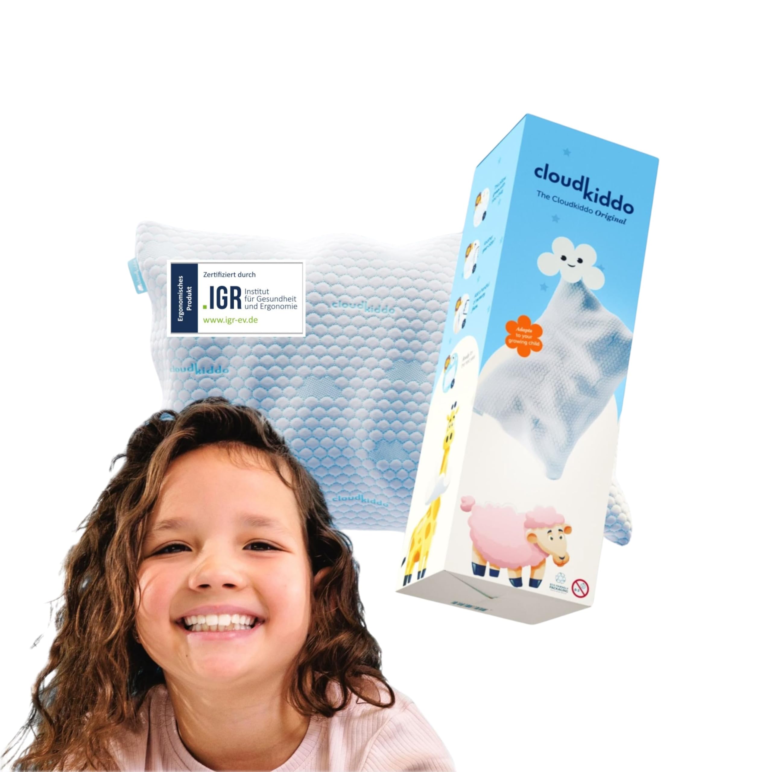 Cloudpillo Memory Foam Pillow für Kinder – Premium Schlafkissen, 37 x 55 cm, Ergonomisch, Weiß, Ideal für die Schlafbedürfnisse von Kindern