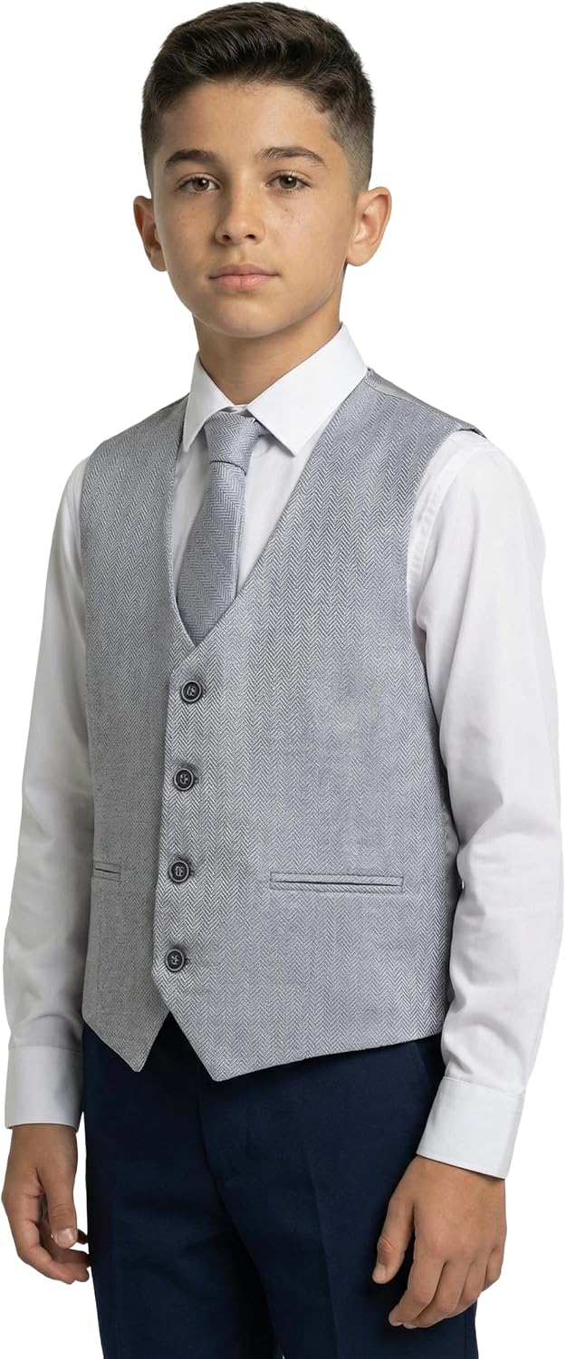 SIRRI Boys Herringbone Vest For Wedding Party Outfit