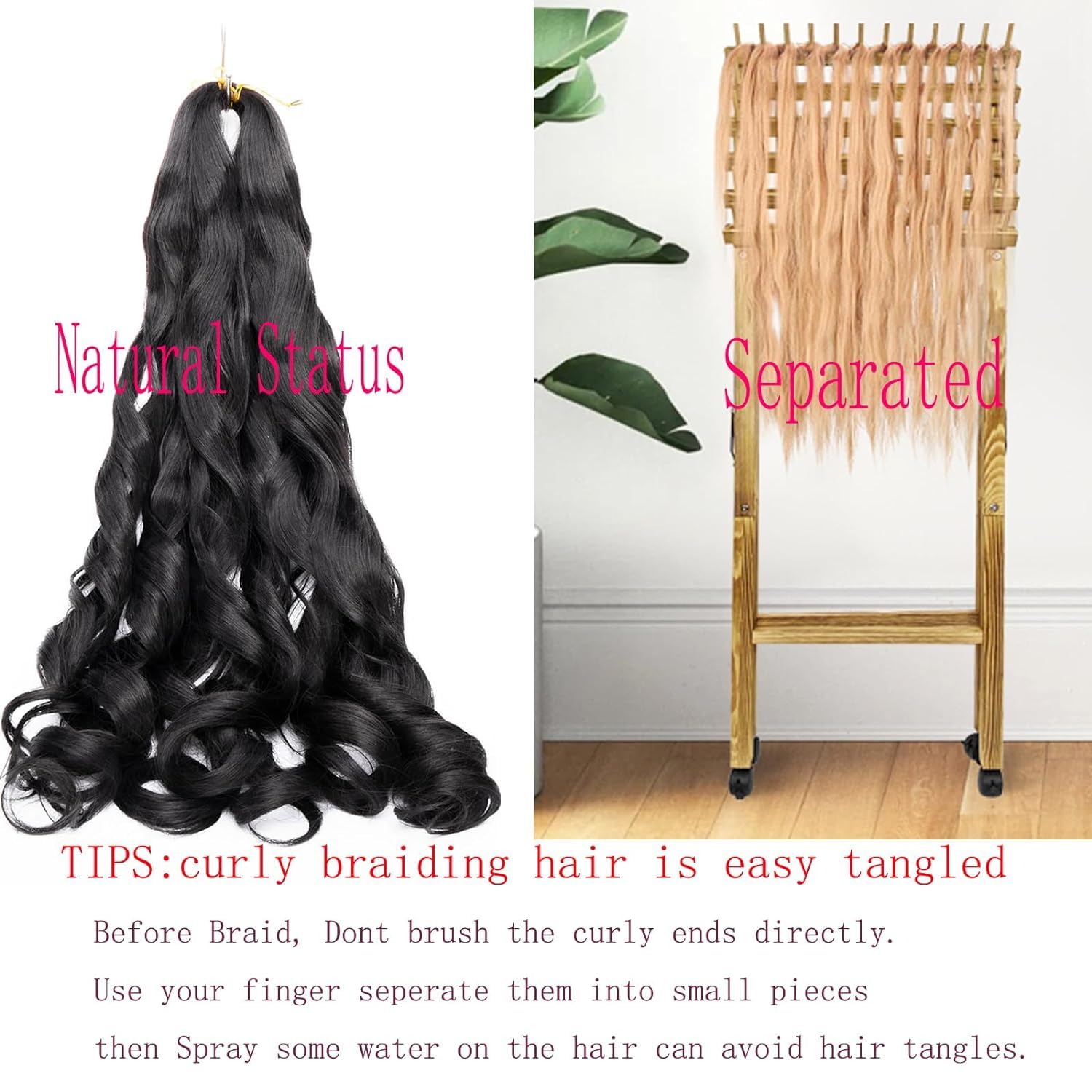 8 Packs French Curly Braiding Hair 30 Inch Loose Wave Spiral Curly Crochet Hair for Black Women Pre Stretched Braiding Hair with Curly Ends (30 Inch（Pack of 8）, #Burgundy)