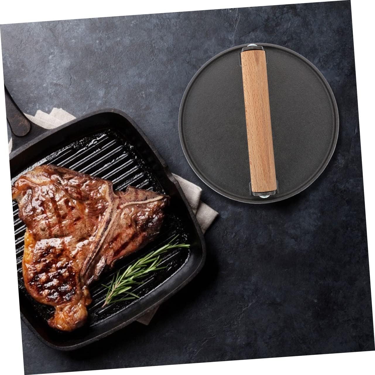 Kisangel Cast Iron Burger Press Heavy Duty Household Meat Press for Grill Griddle Cooking for Smash Burgers Easy to Clean Maintain for BBQ and Family Gatherings