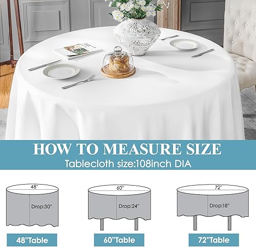 Miniatura 2 de Vidafete Paquete de 10 manteles redondos de poliéster de 108 pulgadas, resistentes a las manchas y a las arrugas, para cocina, comedor, fiesta,