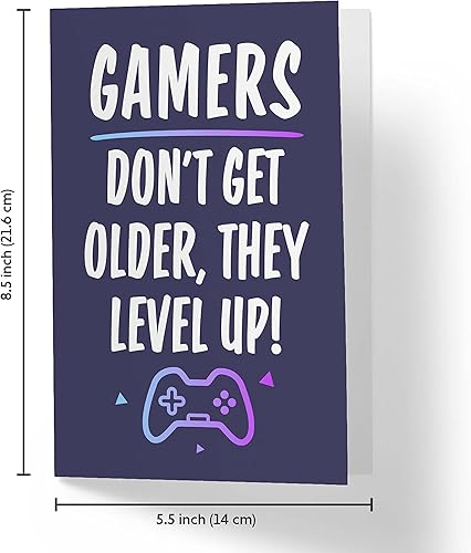 Miniatura 4 de Tarjeta de cumpleaños para jugadores para hombres y mujeres, tarjeta de feliz cumpleaños individual grande de 5.5 x 8.5 pulgadas para él o ella,