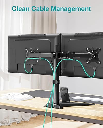Miniatura 9 de MOUNT PRO Soporte para monitor doble, soporte de escritorio para monitor de movimiento completo, se adapta a 2 pantallas de hasta 27 pulgadas, 17.6