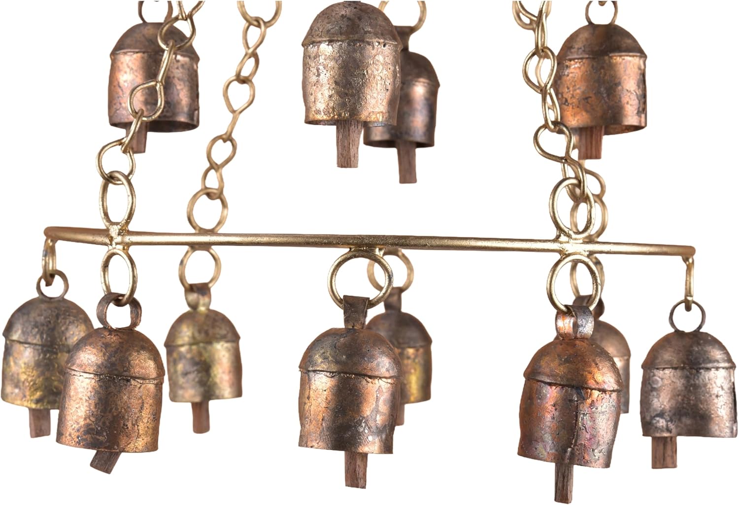 Rustic Wind Chimes for Outside – Handcrafted Tiered Bell Chime with Deep Tone – 16” Copper Coated Bronze Finish Metal Wind Chime for Garden Decor, Porch, Yard, Patio – Farmhouse Outdoor Decoration