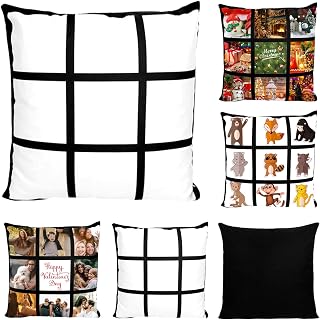 6 Panel Sublimation Pillow Covers Blank Polyester Heat Transfer Canvas Pillowcase (18" x 18") for Sublimation Printing Sofa Couch No Stuffing Christmas Pillowcases