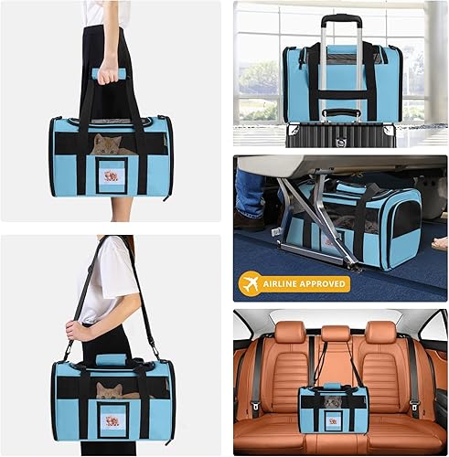 Miniatura 6 de Transportador para gatos aprobado por aerolíneas para perros pequeños, gatitos, transportadores para gatos pequeños y medianos de menos de 15