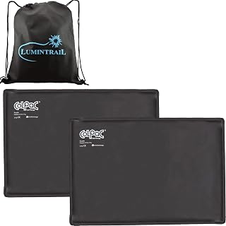 Chattanooga ColPac, Reusable Gel Ice Pack, Cold Therapy for Injury, Swelling, Bruises, Sprains, and Strains, 12.5" x 18.5" Oversize, 2 Pack Bundle, Black Polyurethane, with Lumintrail Drawstring Bag