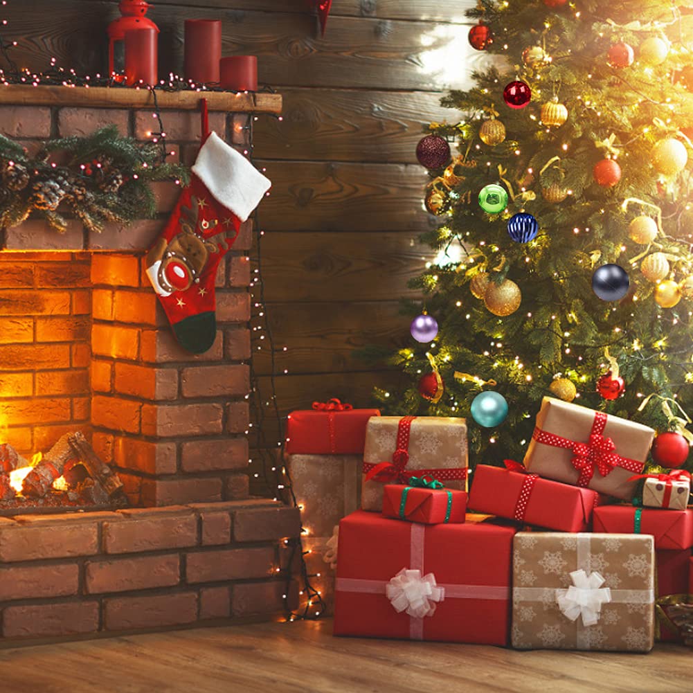 Miaikoe Kerstballen, ornamenten, 135 stuks, onbreekbare kunststof, verschillende voorgebonden kerstballen voor kerstboom, hangende decoraties, festival, feest, feestdagen, decoratie (blauw