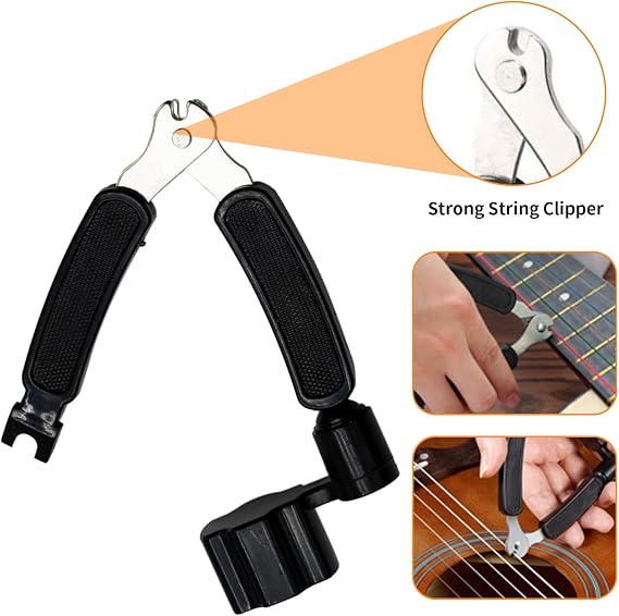 Guitar String Winder Cutter and Bridge Pin Puller (Black)
