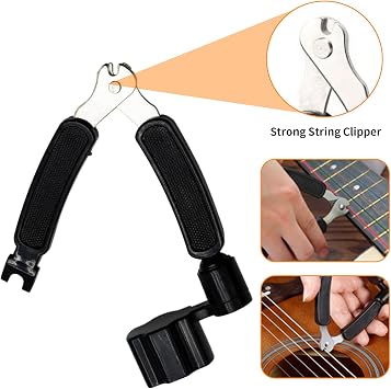 Guitar String Winder Cutter and Bridge Pin Puller (Black)