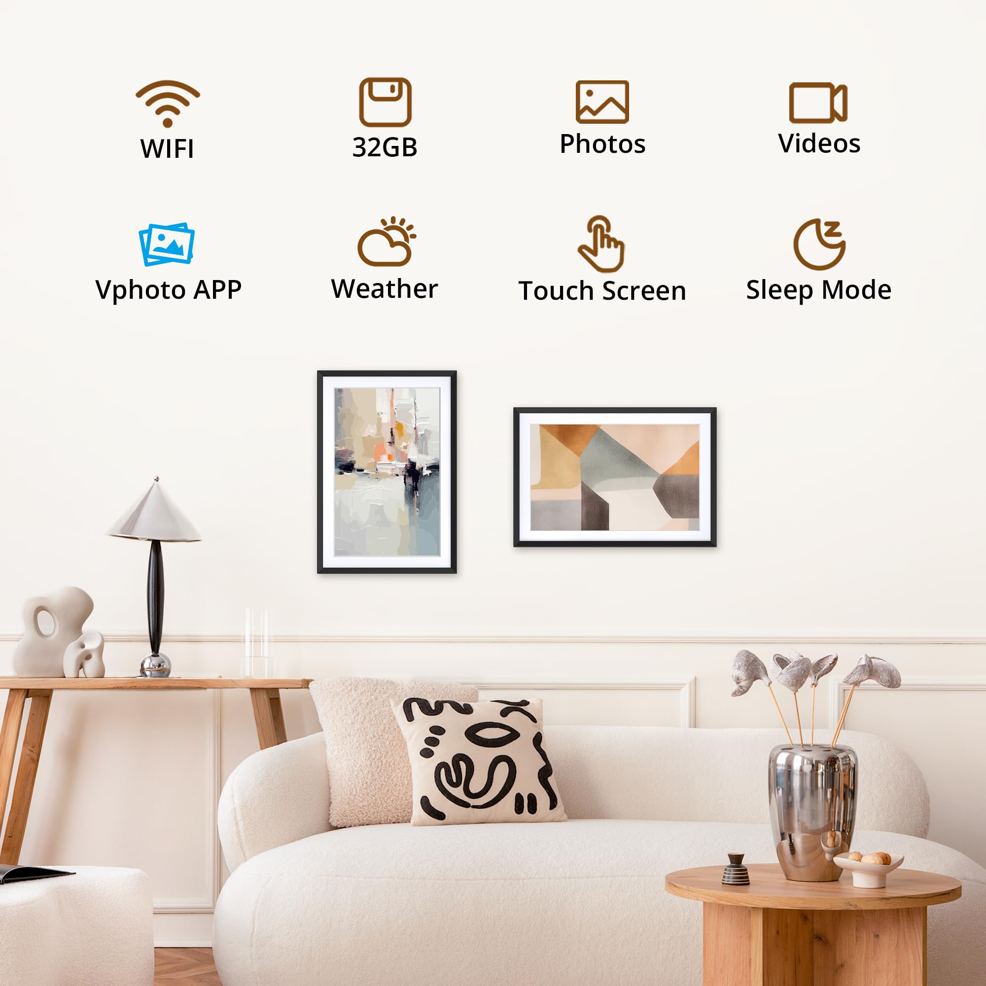 Dragon Touch 10.1'' WiFi Digitaler Bilderrahmen – HD IPS Touchscreen, Auto-Rotate, Sofortiges Teilen von Fotos/Videos, 16GB Speicher Familie und Freunde