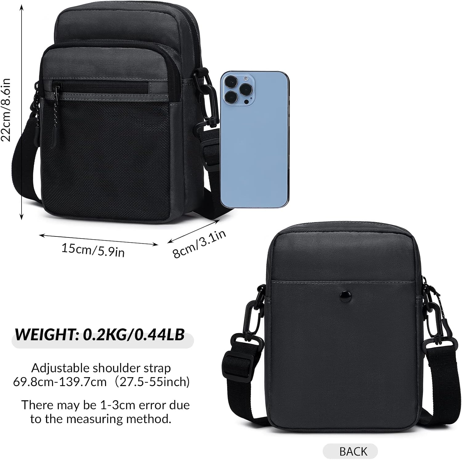 Lohol Small Messenger Bag for Men Women, Water Resistant Adjustable Crossbody Sling bag Purse for Travel Sports - Image 3