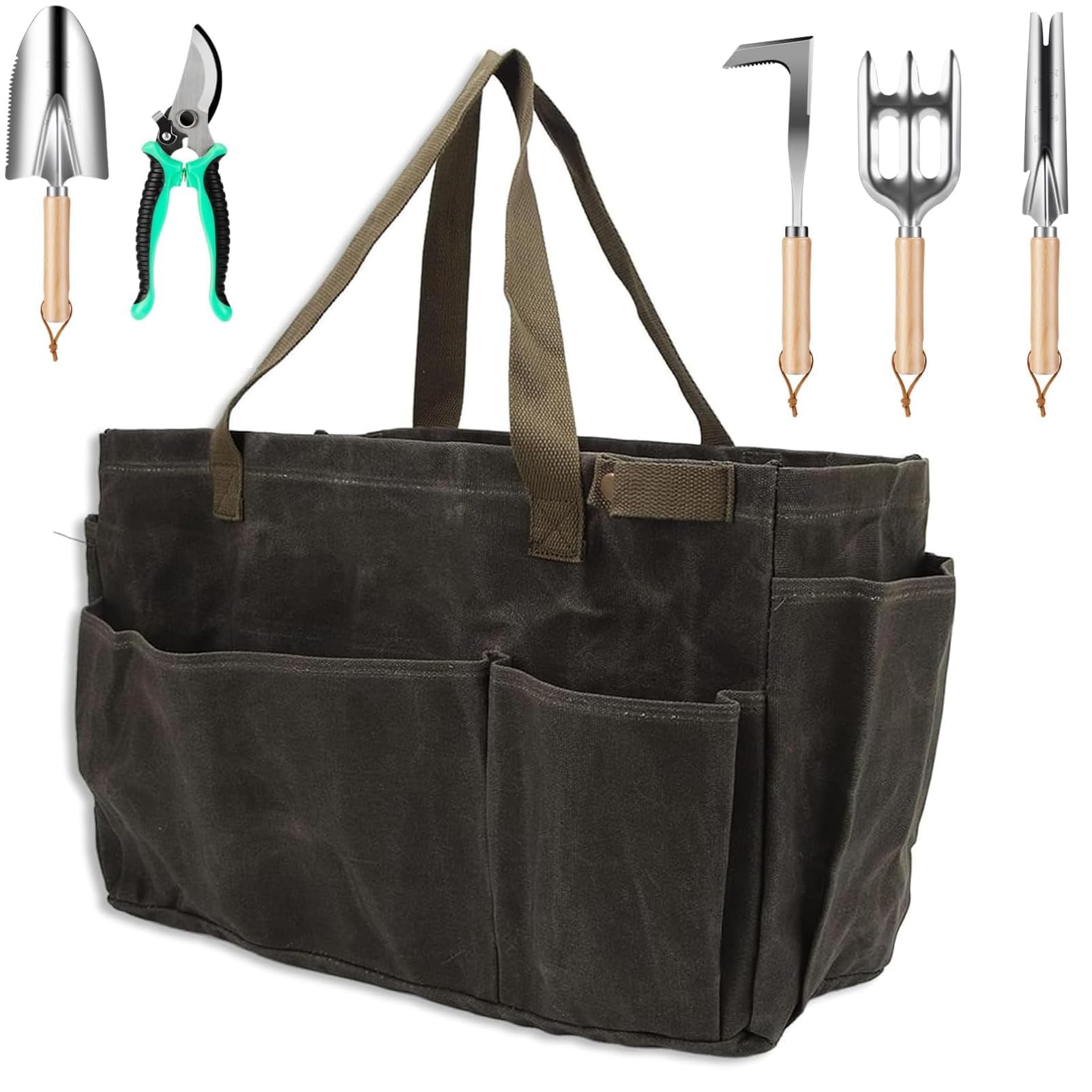 HERCHR Borsa da Giardinaggio Borsa per Attrezzi da Giardino Borsa da Giardino Impermeabile di Grande capacità Borsa per Organizzatore per Kit di Attrezzi da Giardinaggio Borsa in Tela
