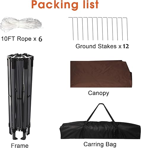 Miniatura 8 de LUCKYERMORE Tienda emergente de Dosel con toldo desplegable para patio con mosquitera, 13.2 pies, hexagonal, con bolsa de transporte, para patio,