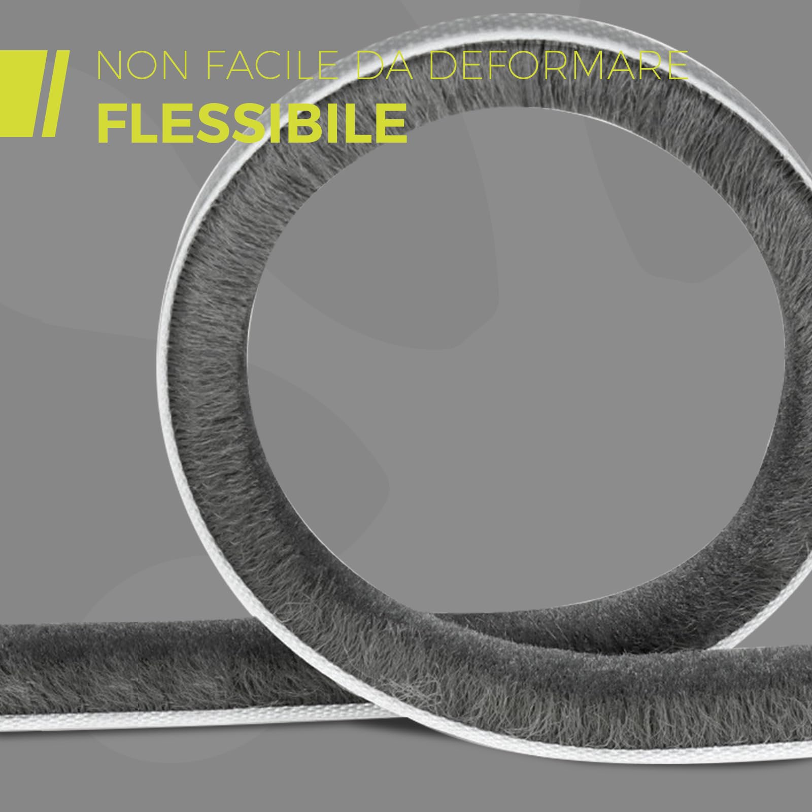 6 m Guarnizione Spazzola, 9 mm (L) x 9 mm (S) Guarnizione a Spazzola Autoadesiva, Antipolvere, Antivento, Riduzione del Rumore, Paraspifferi Spazzola Per Porte, Finestre, Armadi - Grigio