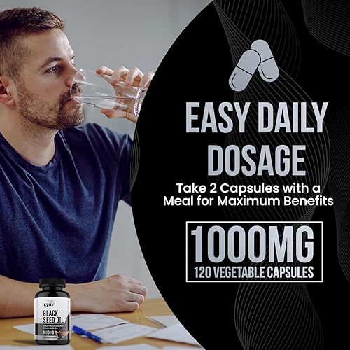 Miniatura 6 de Aceite de semilla negra de 1000 mg  Cápsulas blandas de Nigella Sativa prensadas en frío para la salud inmunológica, del corazón, de las