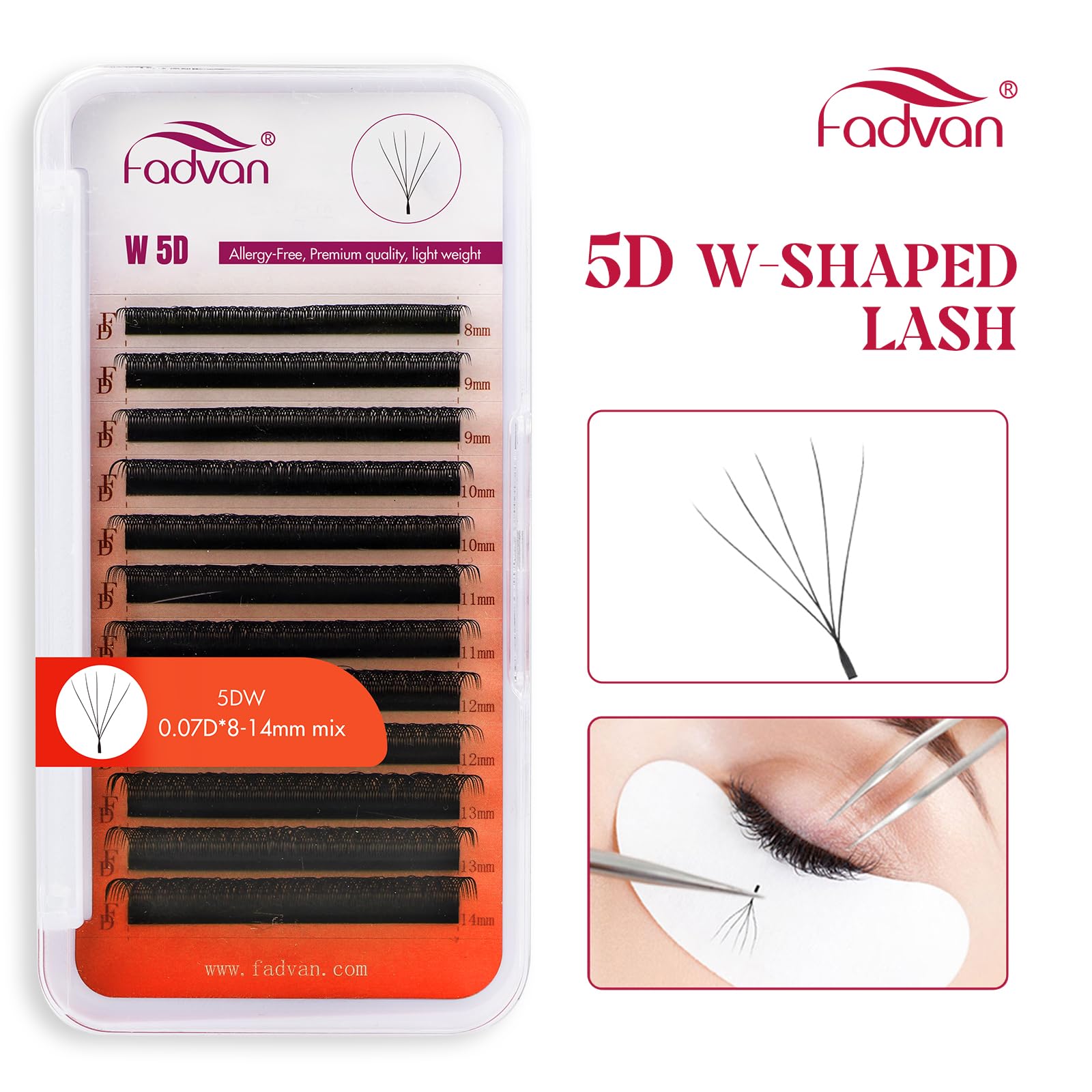Estensioni delle Ciglia 5D W 0.07 D Curl Premade Fan Eyelash Extension Ciglia 8-14mm Lunghezza Mista W Volume Russo Professionale Tessuto di Seta Ciglia Prefabbricate(0.07D Curl 8-14mm)
