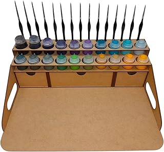 Paint Station Support Pour Peintures Citadel 20 pots. Rangement En Bois 15 Pinceaux. Support peinture warhammer 40k rangement maquette tamiya outils