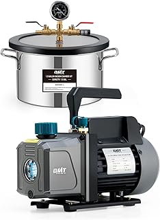Orion Motor Tech 3 Gal Vacuum Chamber with Pump Kit, 3.5 cfm Vacuum Pump and Chamber Kit with Tempered Glass Lid 5 ft Hose, Vacuum Degassing Chamber Kit for Stabilizing Wood Degassing Silicone Resin