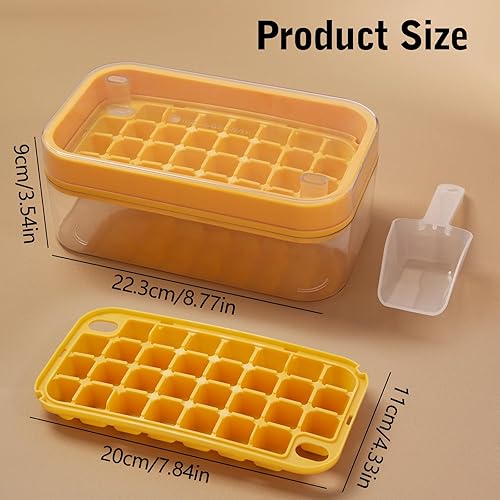 Miniatura 5 de Bandeja cuadrada para cubitos de hielo con tapa y contenedor de almacenamiento, molde para hacer cubitos de hielo para congelador con contenedor,