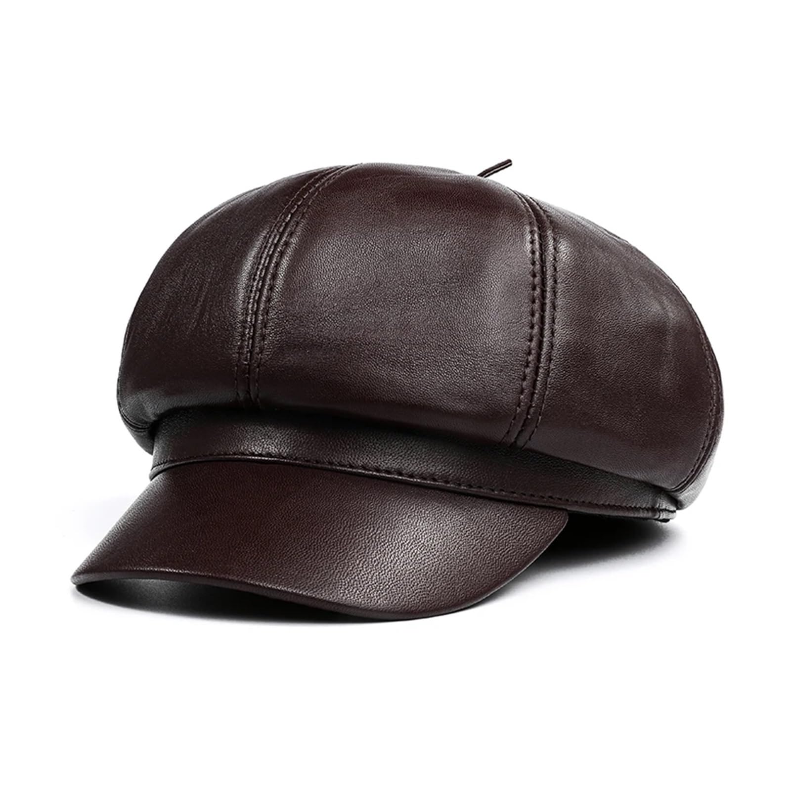 Men Genuine Leather Beret Duckbill Caps Women Universal Korean Fashion Octagonal Hat Male Black Painter Hats Femme