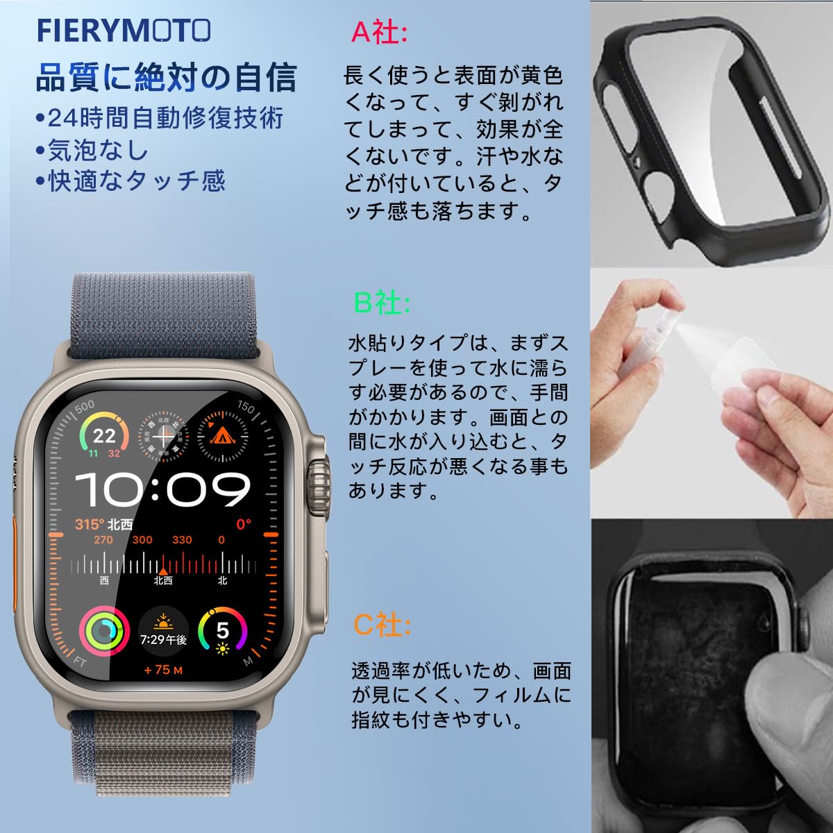 Amazon.co.jp: 【3枚セット】用 Apple Watch Ultra 2 / Ultra 1 2023 
