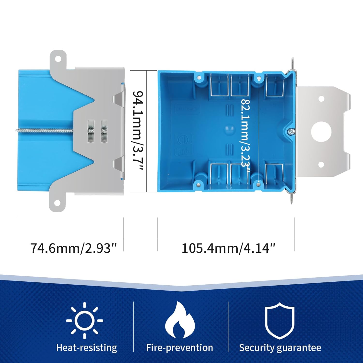 XIUTE Double Gang High Grade of PVC Switch/Outlet Wall Electrical Box，Adjustable Electrical Outlet Box 34 cu. in.Blue ETL Listed(6 Pack)