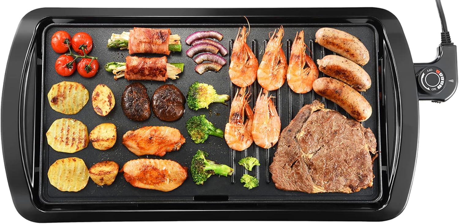 Electric Griddle Nonstick, Large 21''x11'' Versatile 2in1