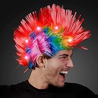 Vista 1 de FlashingBlinkyLights Punk Rock Mohawk Light Up Wig with Blinking Red LEDs