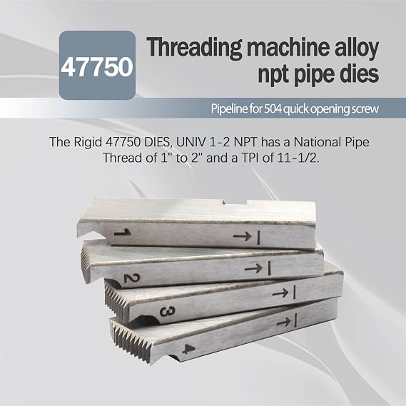 47750 Threading Machine Dies, Right-Handed NPT Pipe Dies