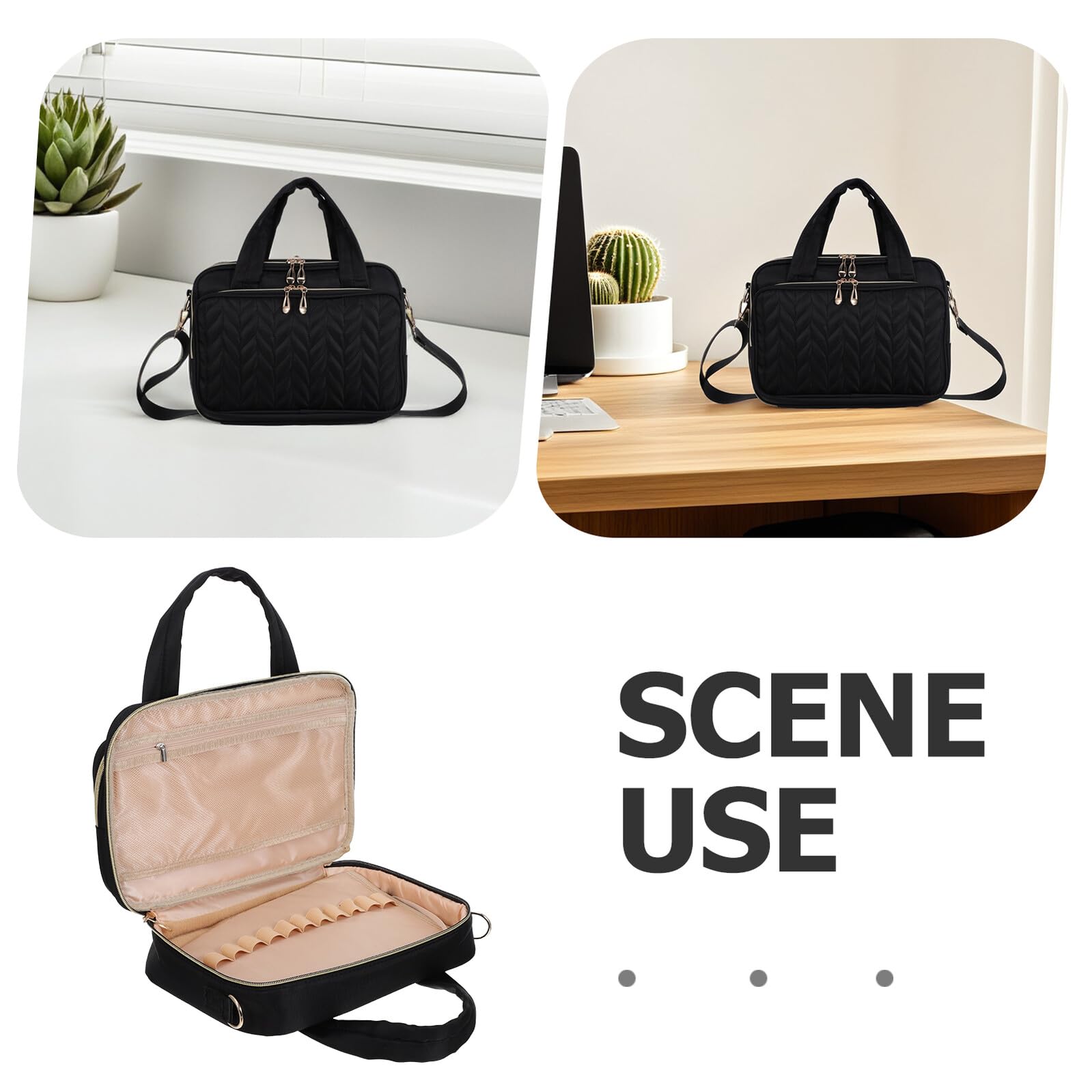 NUOBESTY Funda Protectora para Biblia Negra con Asa y Cierre de Cremallera, Organizador de Viaje para Libros y Papelería, Funda de Libro con Compartimentos, Bolsa de Estudio Bíblico