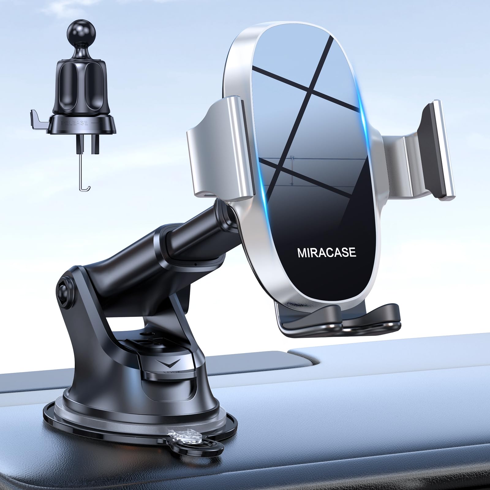 Miracase 3-in-1 Cell Phone Holder for Car, Universal Car Phone Holder Mount for Dashboard Air Vent Windshield Compatible with iPhone15 14 13 12 11 Pro Max Xs XR X, Galaxy