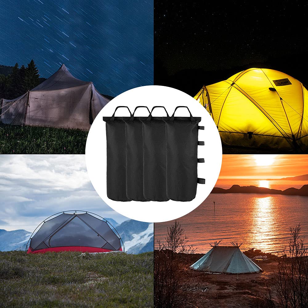 4 Sacchi Di Sabbia Neri Per Esterno - Antivento Per Ombrelloni, Tende Da Campeggio E Attrezzatura - Foto 4